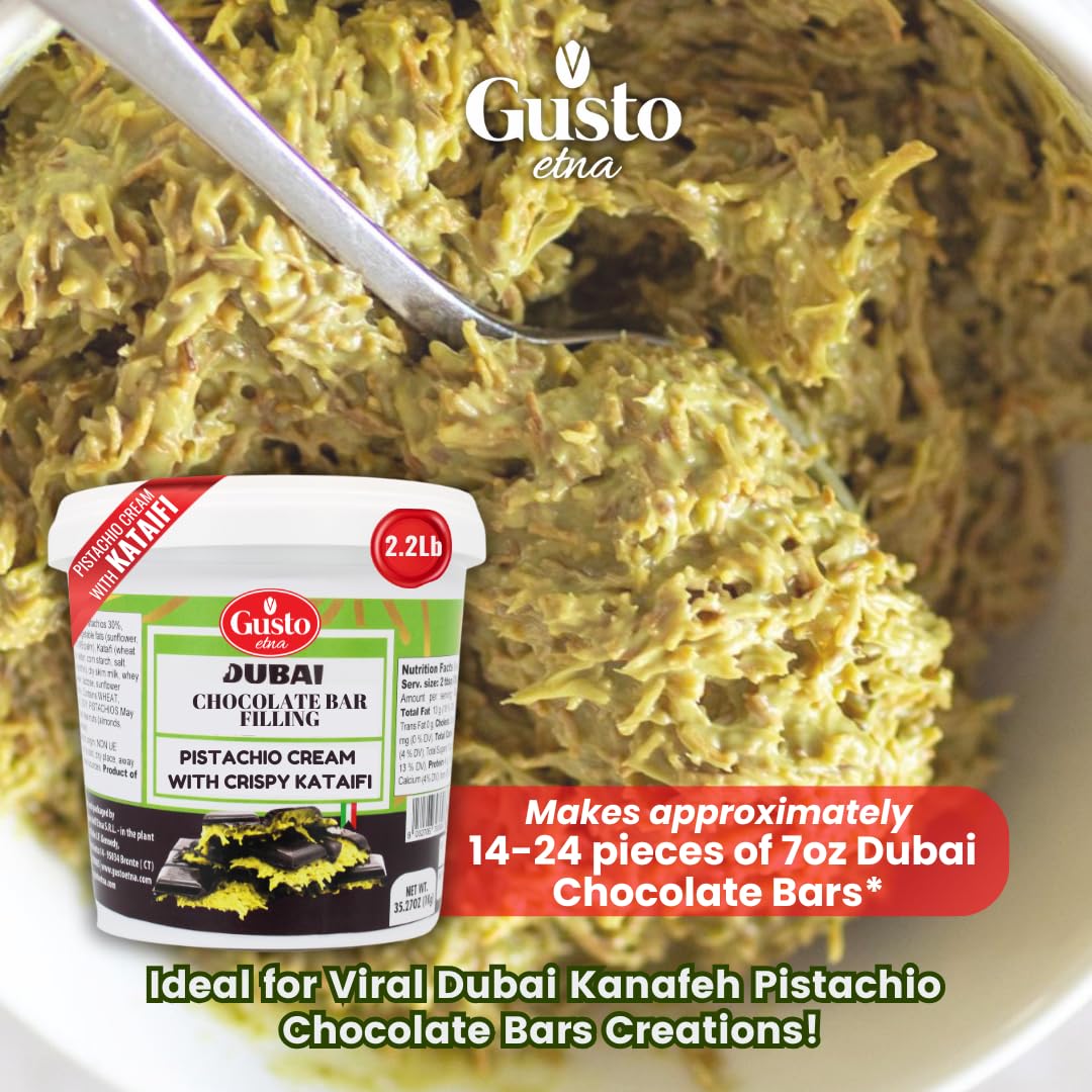 GUSTO ETNA pistachio spread ideal for Knafeh and Middle Eastern desserts.