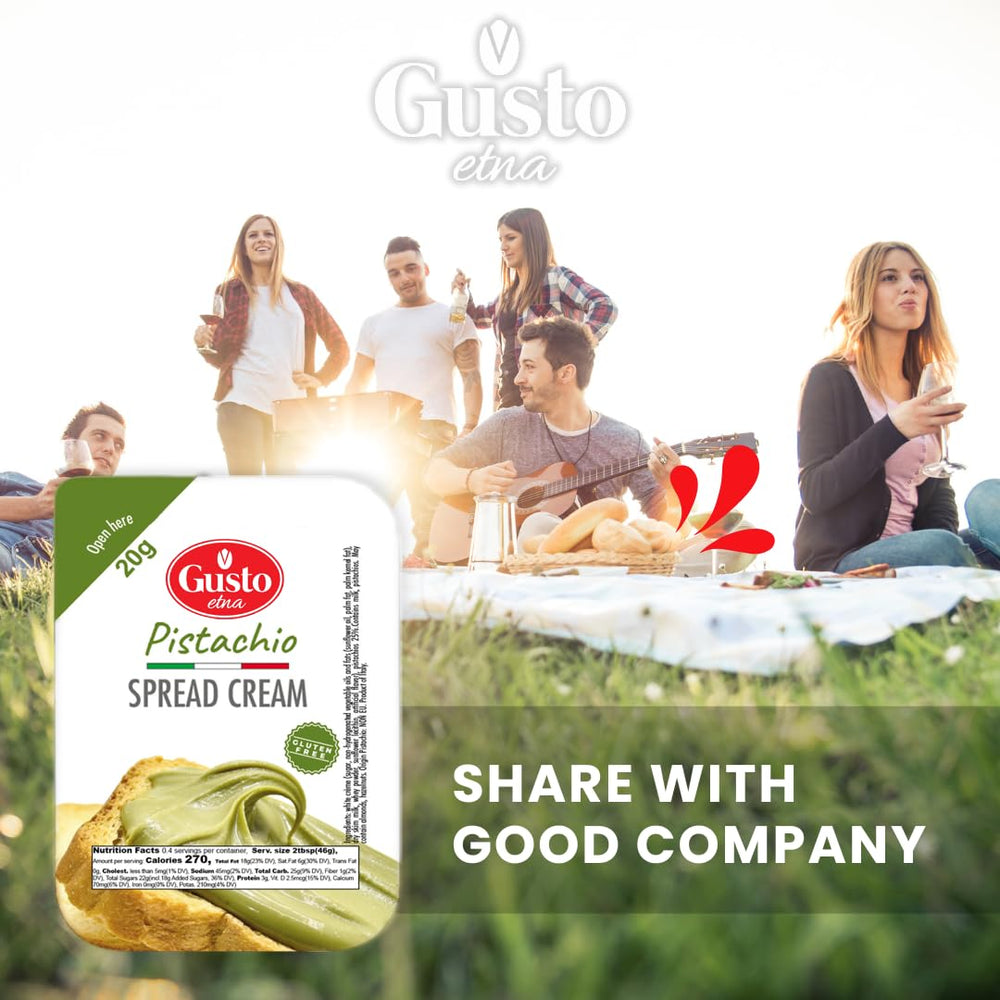 Gusto Etna Pistachio Cream Cups 4-pack on-the-go snack emphasizes portability for lunches.