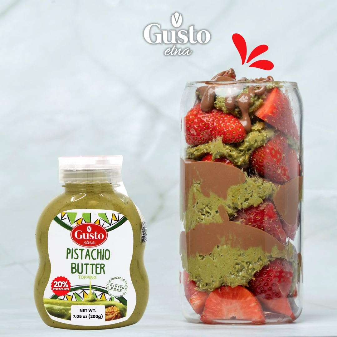 GUSTO ETNA Italian quality label on Pistachio Cream packaging