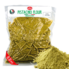 GUSTO ETNA Pistachio Flour packaging highlights a premium gluten-free baking option.