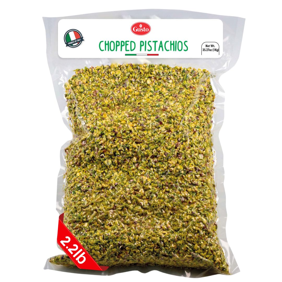 GUSTO ETNA chopped pistachios 1kg ready for baking and topping with rich Italian flavor.