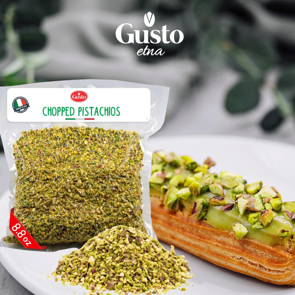 Gusto Etna pistachios as an ice cream topping in a bowl.