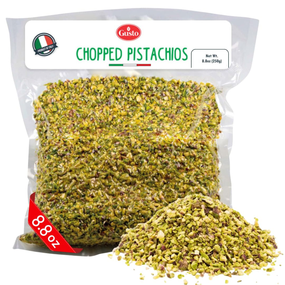 Gusto Etna raw chopped pistachios close-up showing natural texture.