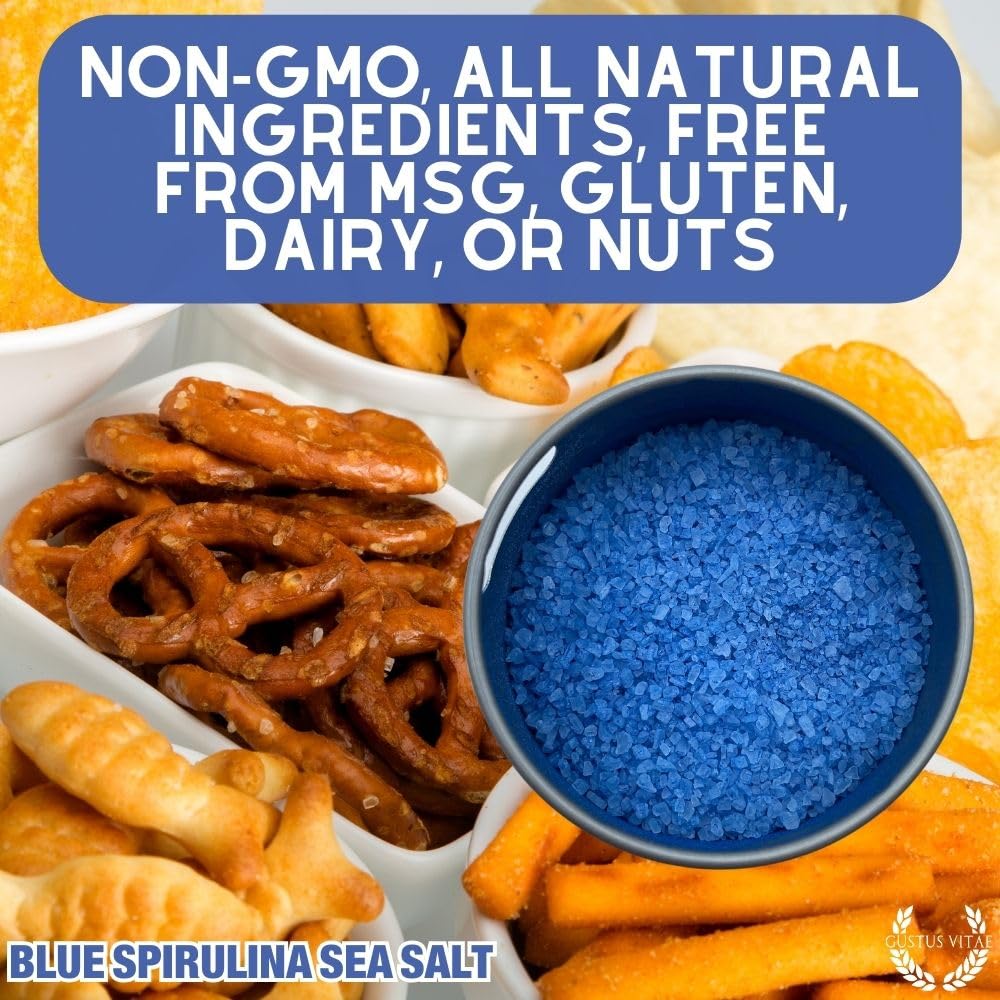 Gustus Vitae Blue Spirulina Sea Salt hand-packed in small batches for quality.