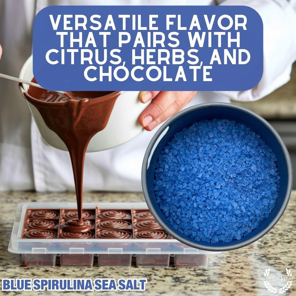 Gustus Vitae Blue Spirulina Sea Salt on pizza elevates color and flavor.