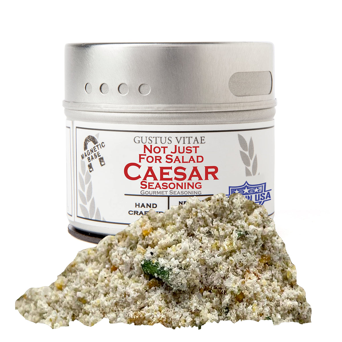 Gustus Vitae Caesar seasoning bottle front showcasing versatile flavor for meals