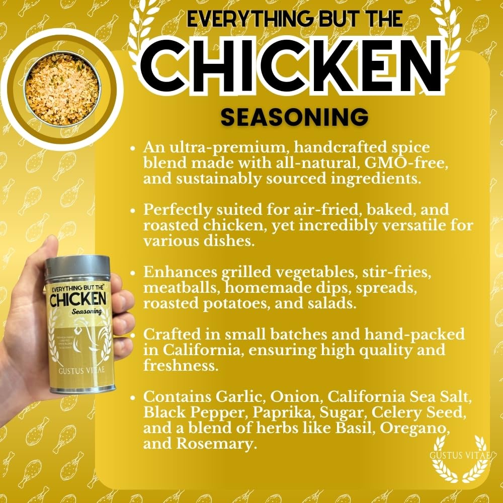 Air fryer meals enhanced by Gustus Vitae seasoning