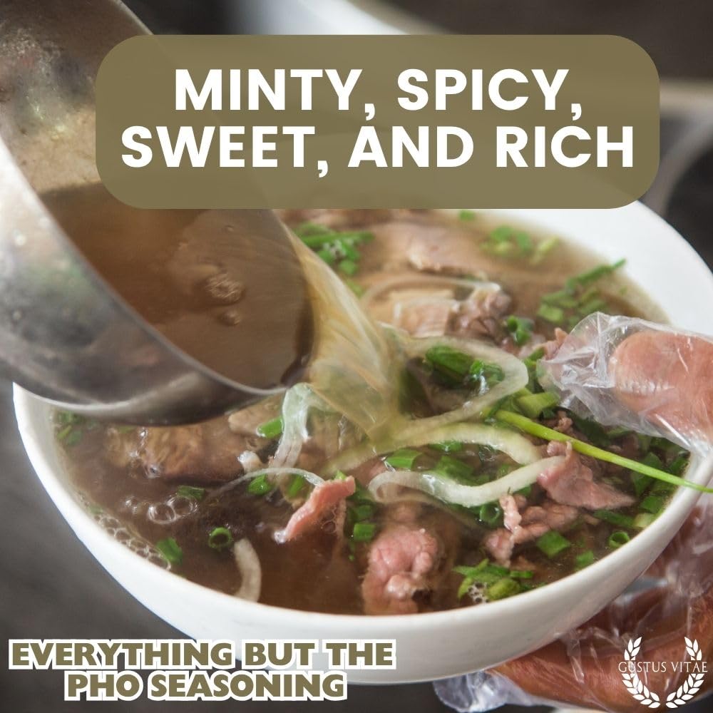 Gustus Vitae Everything But The Pho USA-made badge communicates local production and responsibility.