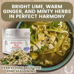 Gustus Vitae Everything But The Pho spice blend closeup highlights texture and aromatic herbs.