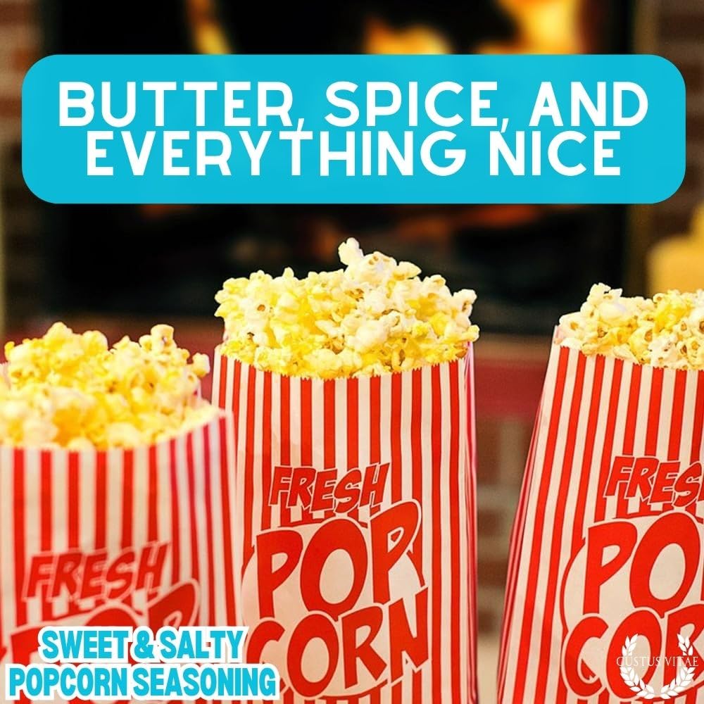 Gustus Vitae Everything But The Sweet and Salty Popcorn Seasoning magnetic tin on fridge keeps seasoning handy