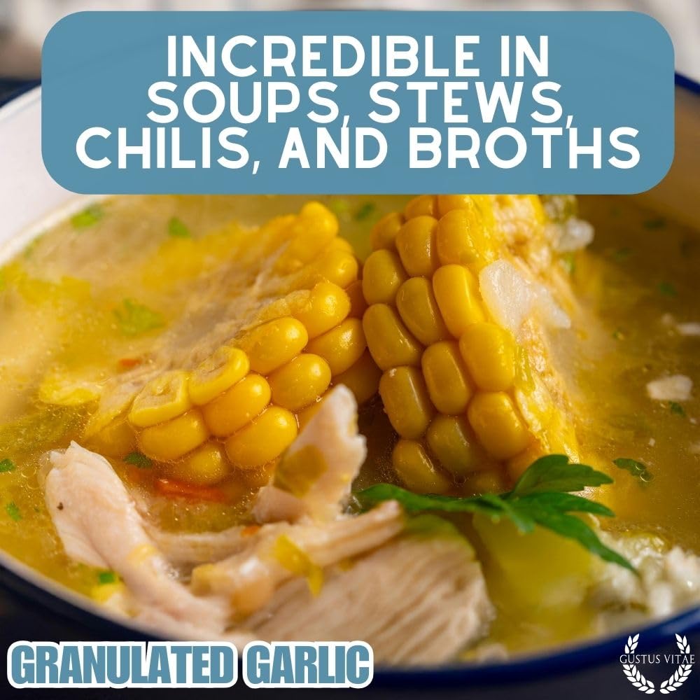 Gustus Vitae Granulated Garlic sustainably sourced ingredients for flavorful meals.