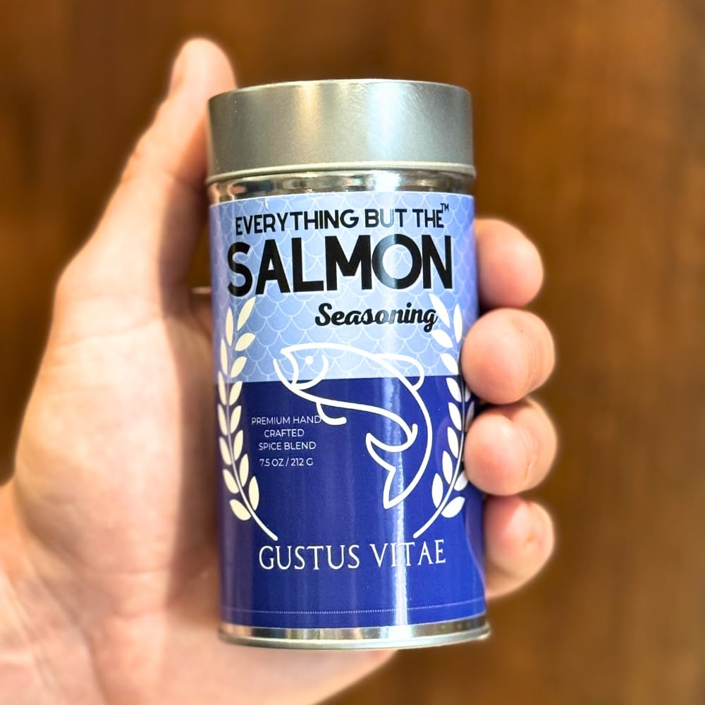 Gustus Vitae Grill seafood seasoning tin enhances grilling aroma and texture.