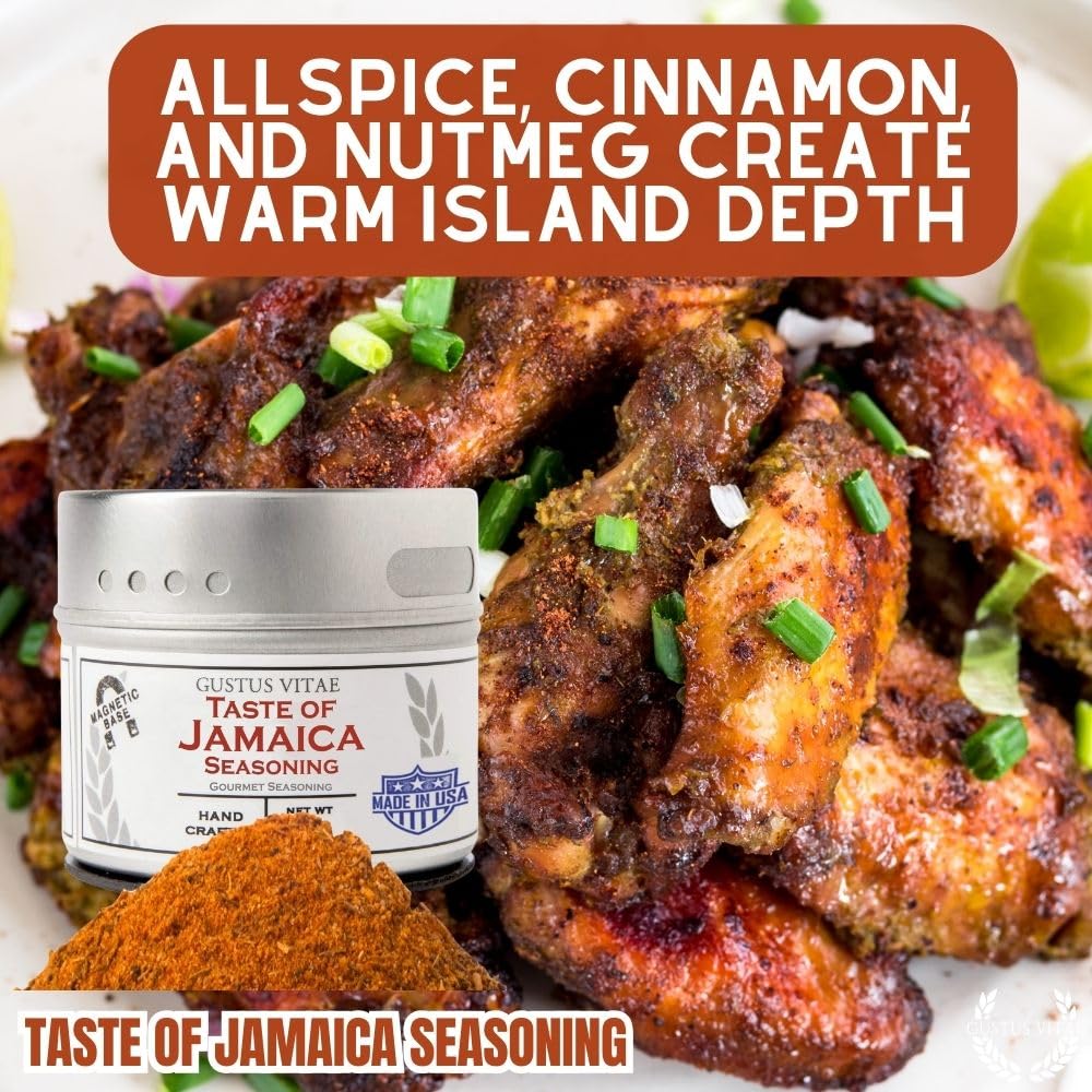 Gustus Vitae jerk-spice-blend dry rub elevates grilled chicken and seafood.