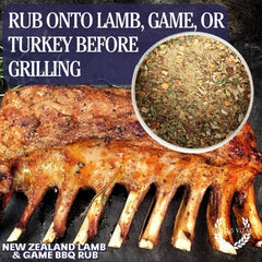 Outdoor grill scene with Gustus Vitae rub ready for searing.
