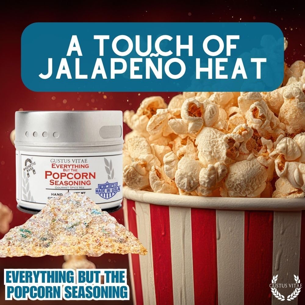Gustus Vitae popcorn seasoning over bowl demonstrates upgrade to snacking