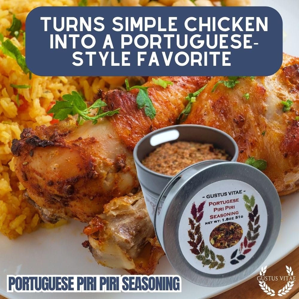 Gustus Vitae Portuguese Piri Piri fire seasoning on roasted vegetables offering bright heat