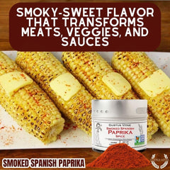 Gustus Vitae Smoked Spanish Paprika bottle pour demonstrates controlled dispensing for marinades