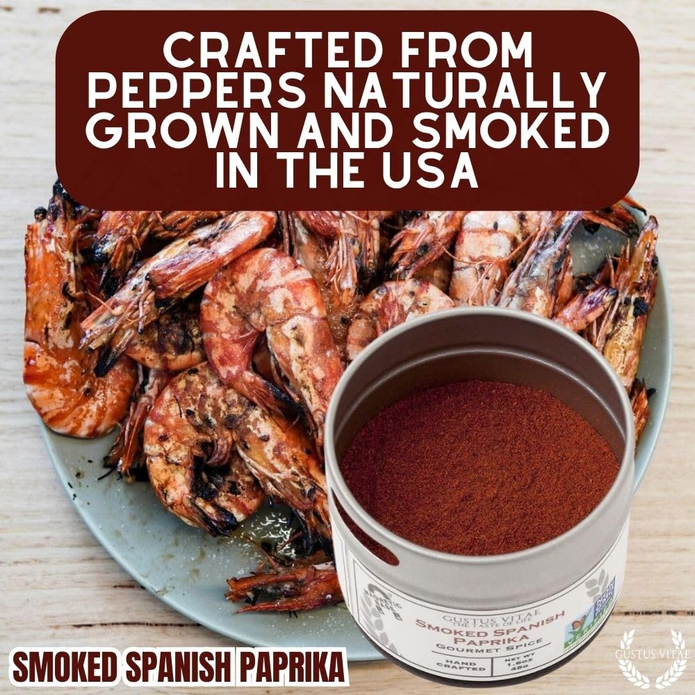 Gustus Vitae Smoked Spanish Paprika dusting highlights vibrant color and smoky depth for finishing dishes