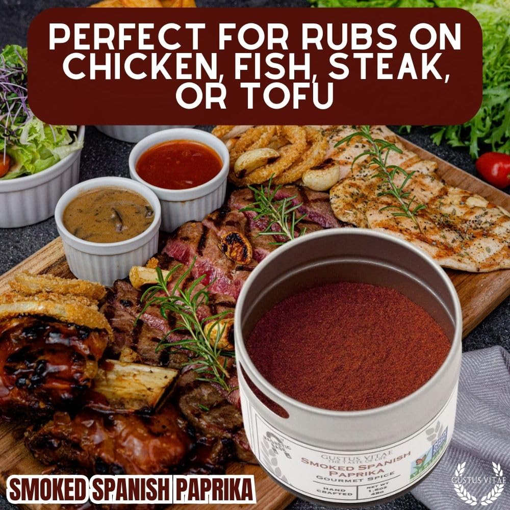 Gustus Vitae Smoked Paprika label packaging emphasizes Non-GMO and all-natural ingredients