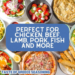 Taste of Greece no MSG and no irradiation label signals clean, natural seasoning
