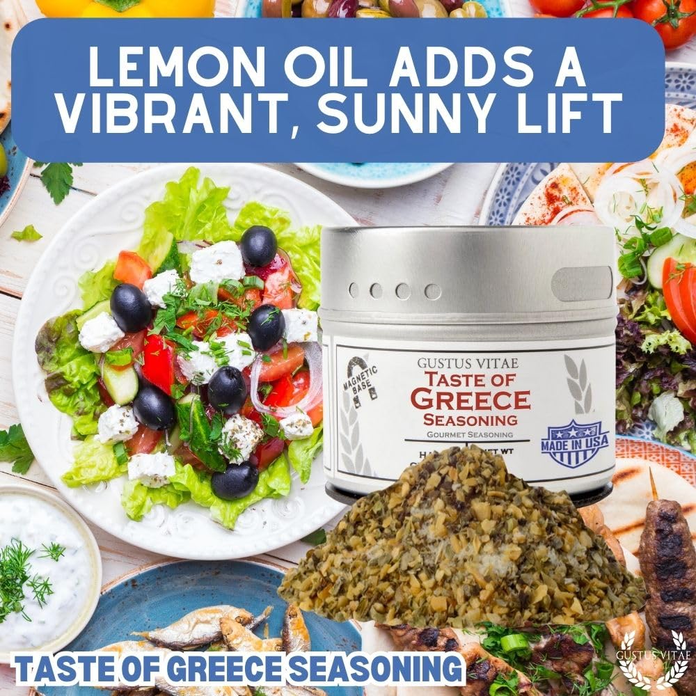 Gustus Vitae non-GMO label on Taste of Greece emphasizes pure ingredients