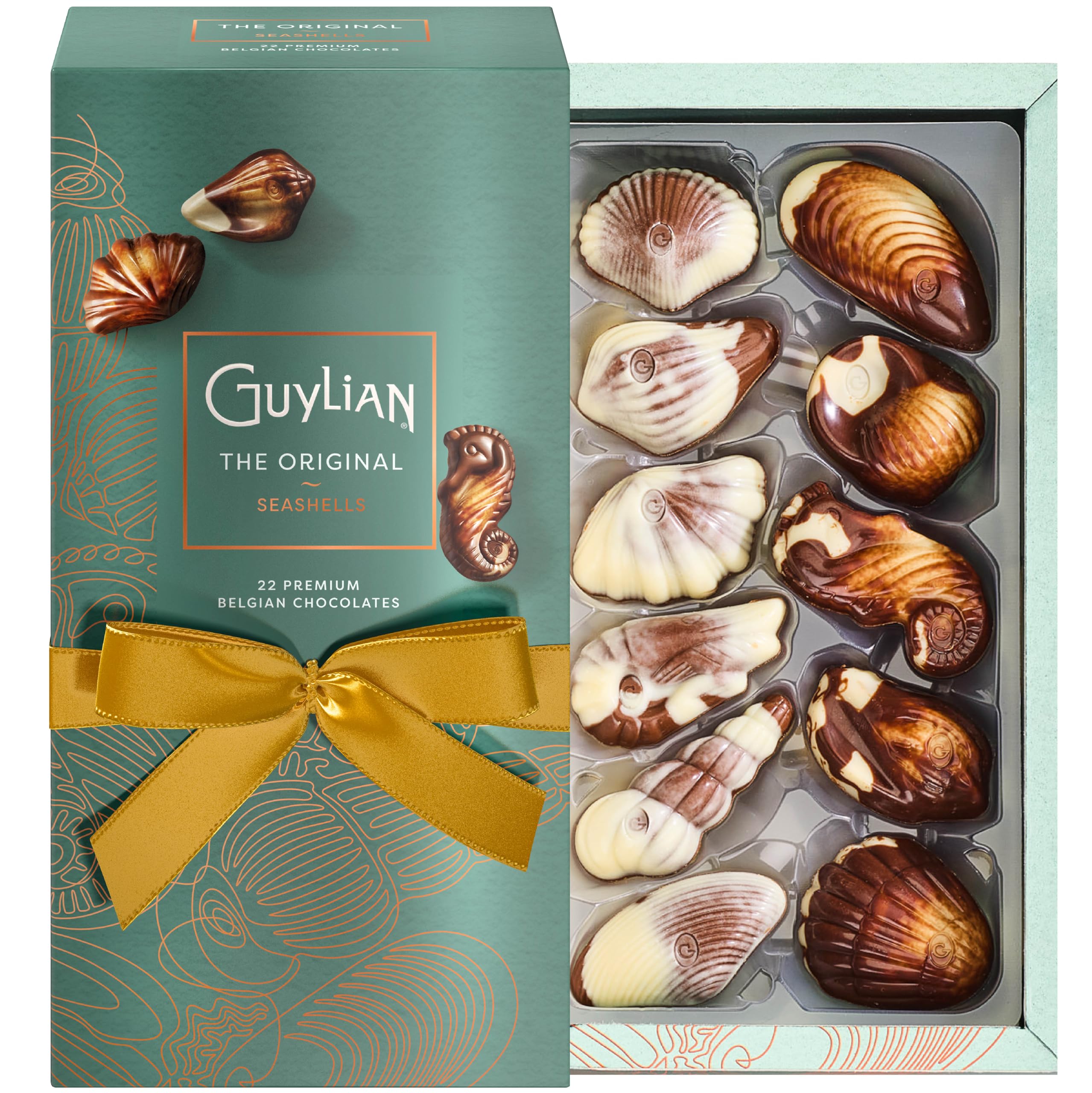 GuyLian Easter seashell chocolates in a 22-piece box, ideal for gifting this spring.