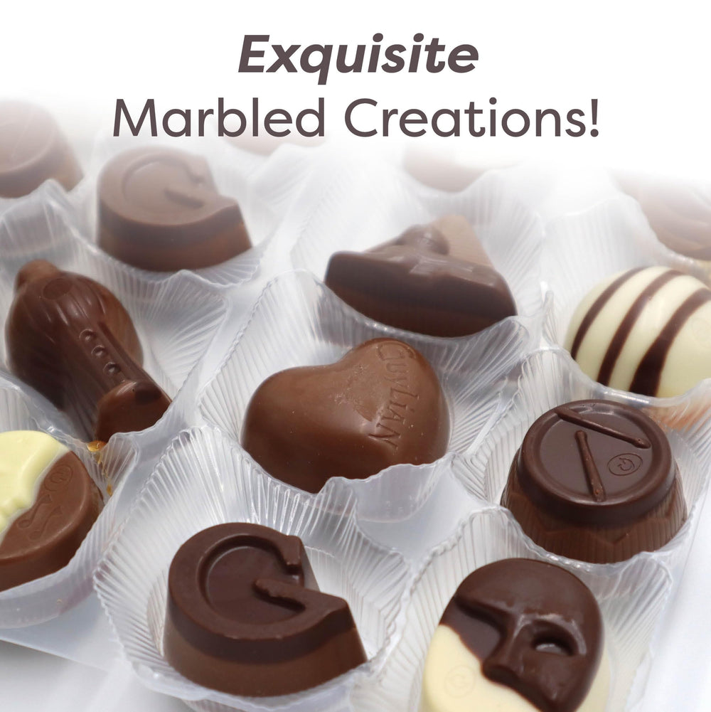 Guylian 72% cocoa notes deliver a bold, nuanced chocolate experience.