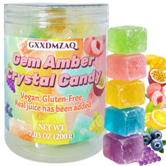 GXXDMZAQ crystal amber candy jar with eye-catching crystal shapes for display