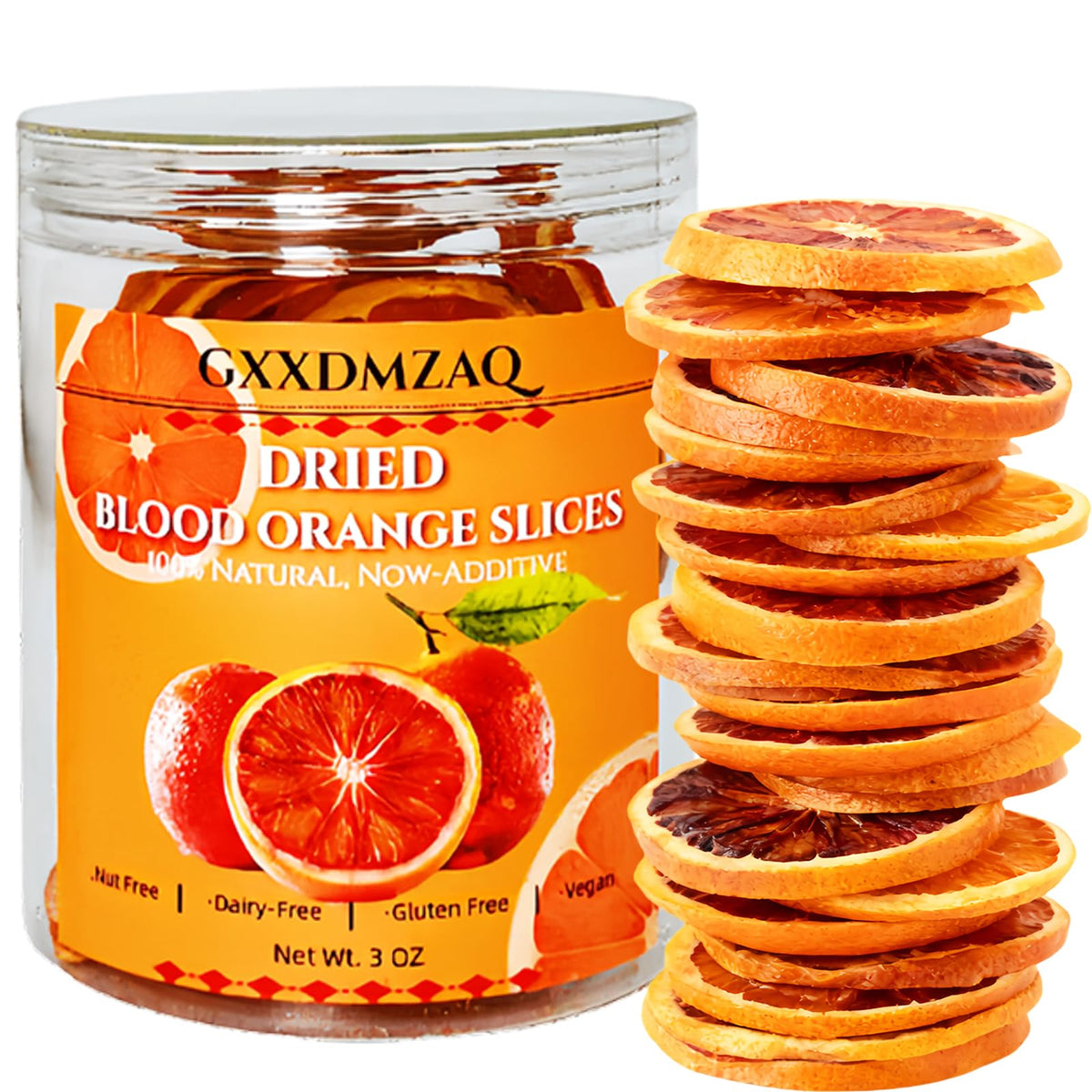 GXXDMZAQ blood orange slices in jar ideal for cocktail garnishes and tea infusions.