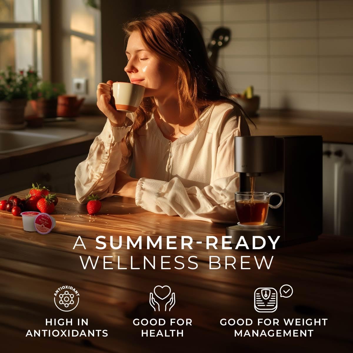 Gya Tea Co Berry Bliss pod hot or iced presentation for refreshing berry notes