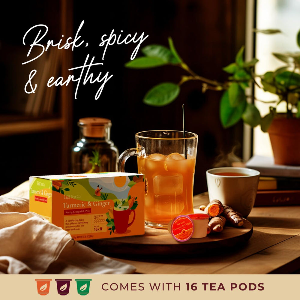 Gya Tea Co decaf tea pod in warm lighting for evening relaxation