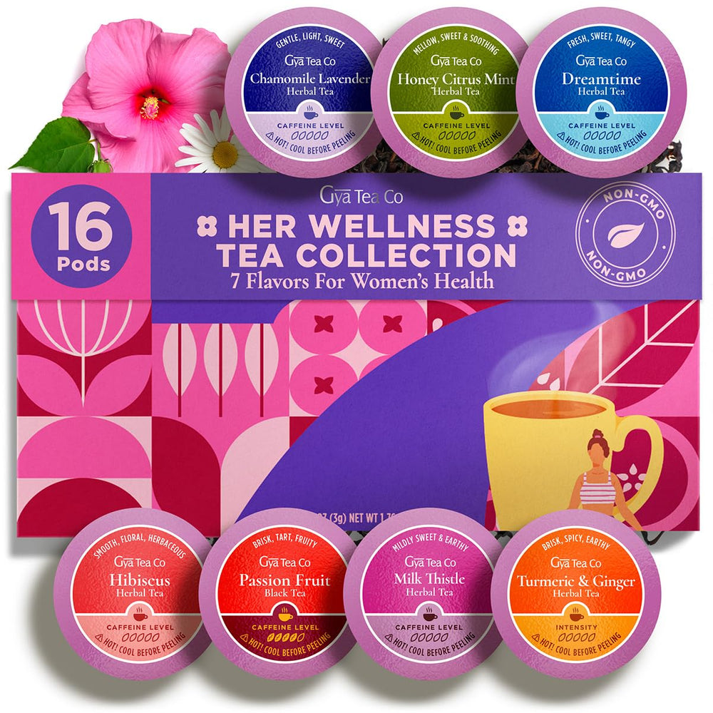 Gya Tea Co Her Wellness pod collection box invites a mindful, flavorful tea ritual.