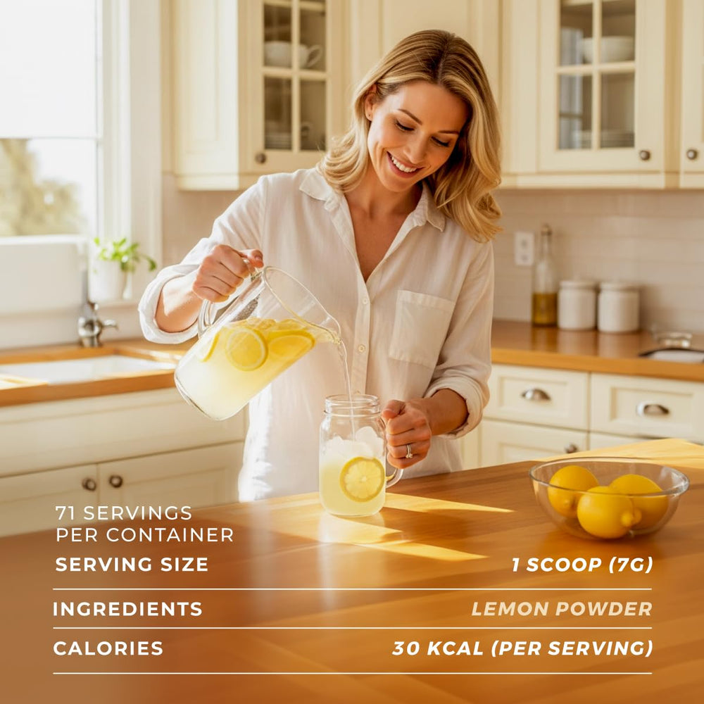 Gya Tea Co lemon powder storage spoon for easy measurement.