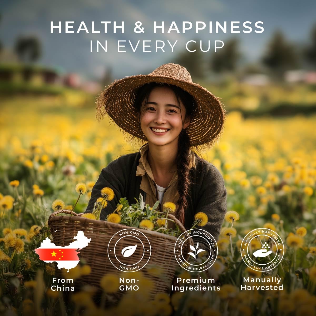 Gya Tea Co natural ingredients label showcasing pure plant origins