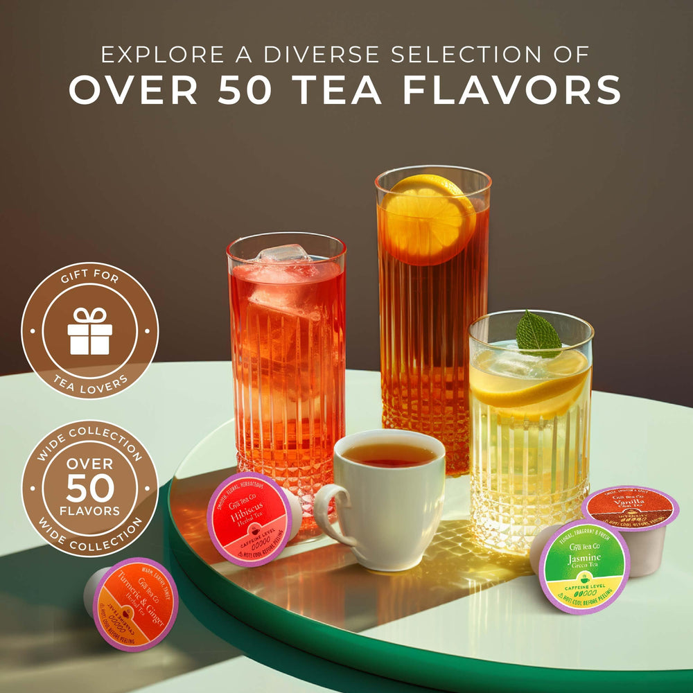 Gya Tea Co pod dispensing in kitchen for quick brewing