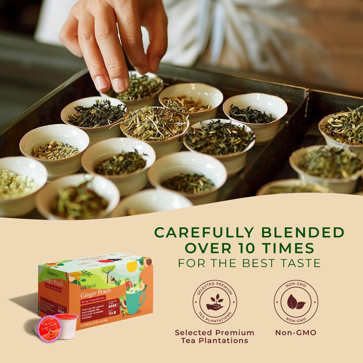 Gya Tea Co pod in the brewer ready to brew a rich cup.