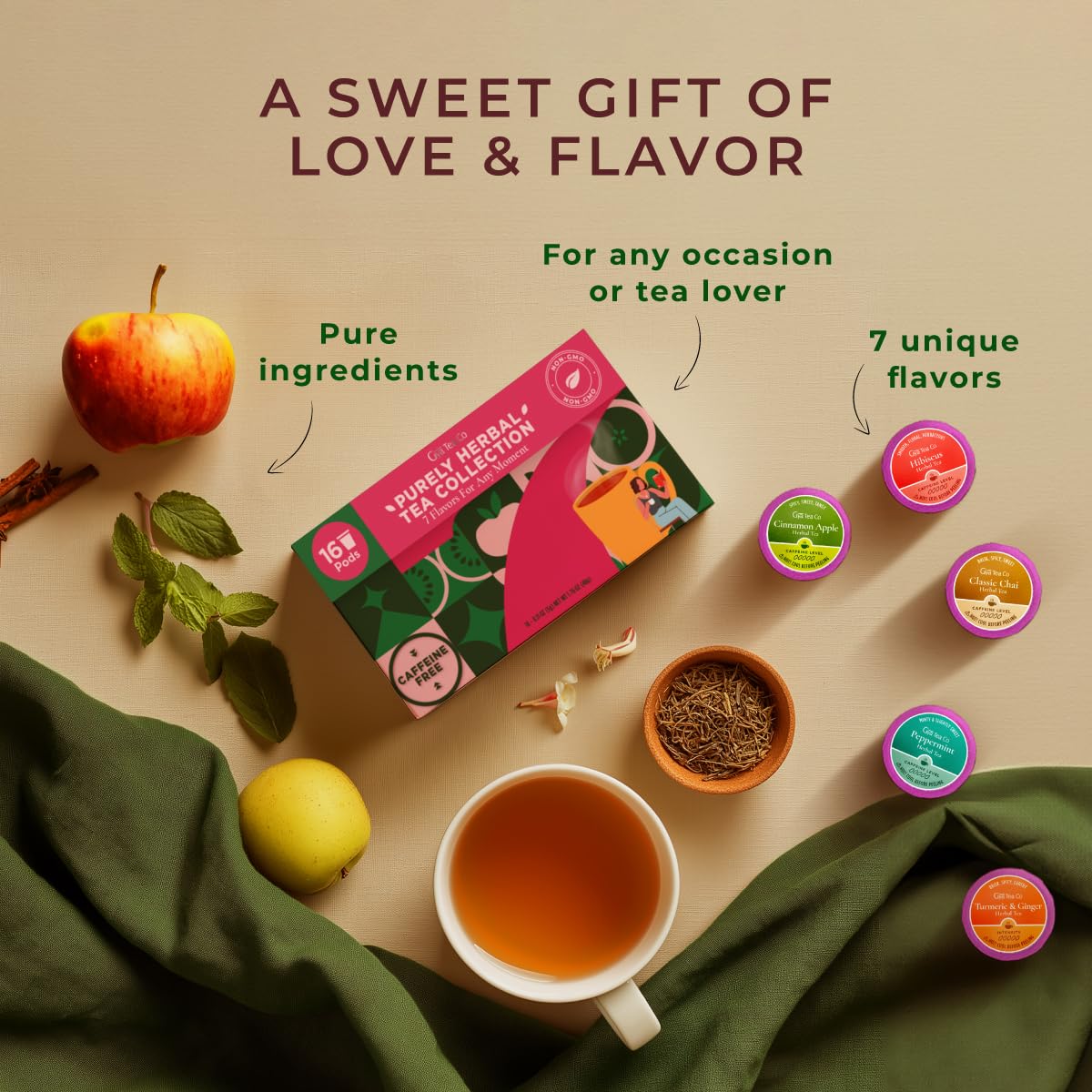 Gya Tea Co Purely Herbal Pod Classic Chai image featuring spice-forward, caffeine-free chai