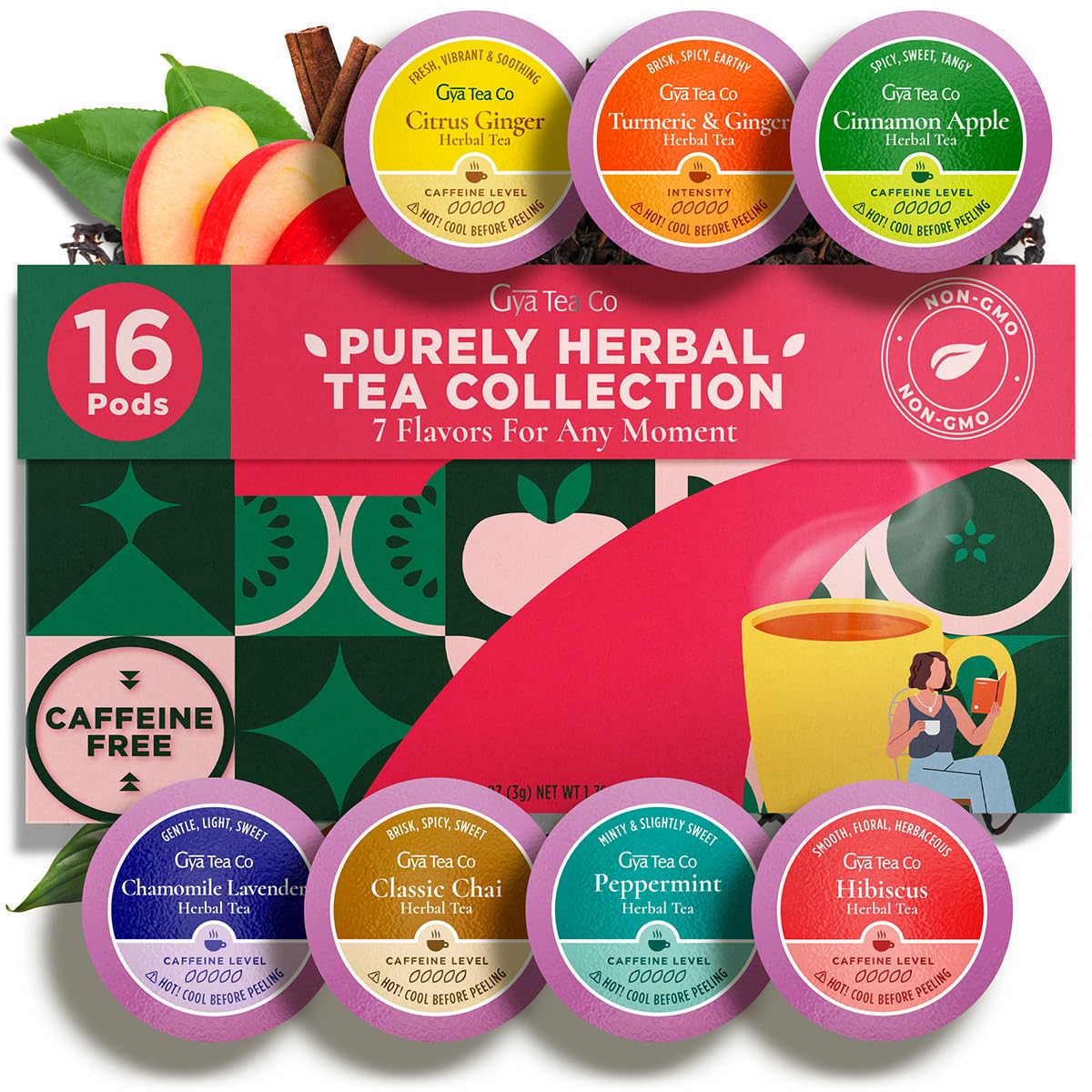 Gya Tea Co Purely Herbal Pod Set cover image showing a caffeine-free assortment ideal for tea rituals
