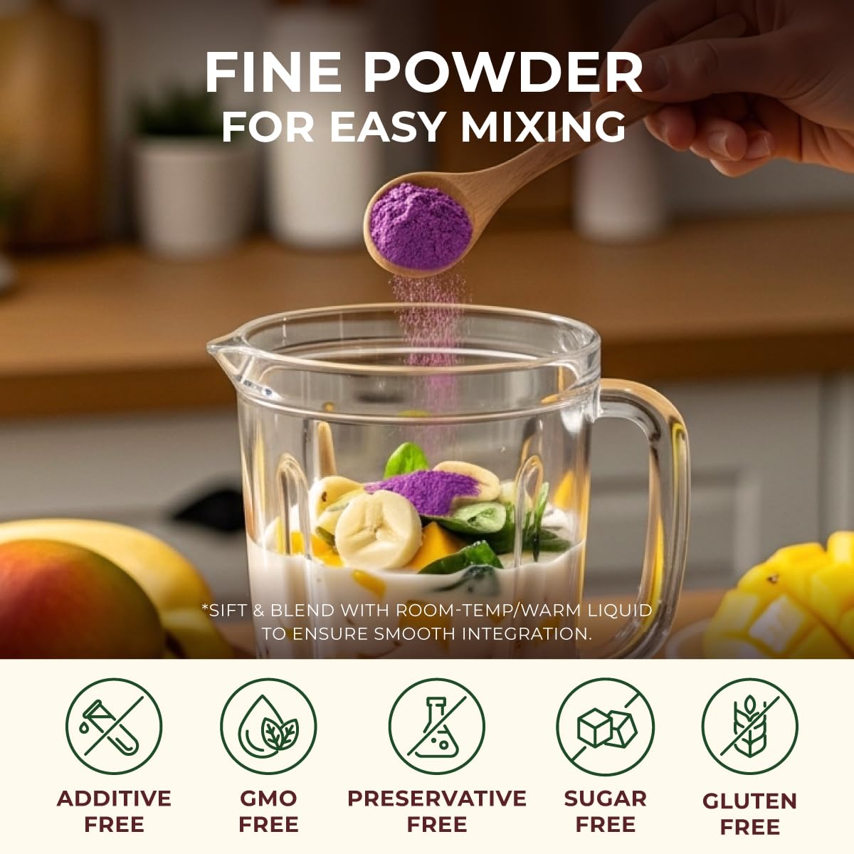 Gya Tea Co purple sweet potato powder resealable pouch maintains freshness.
