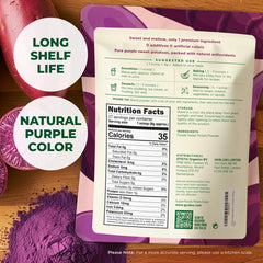 Gya Tea Co purple sweet potato powder close-up texture highlights vibrant natural color.