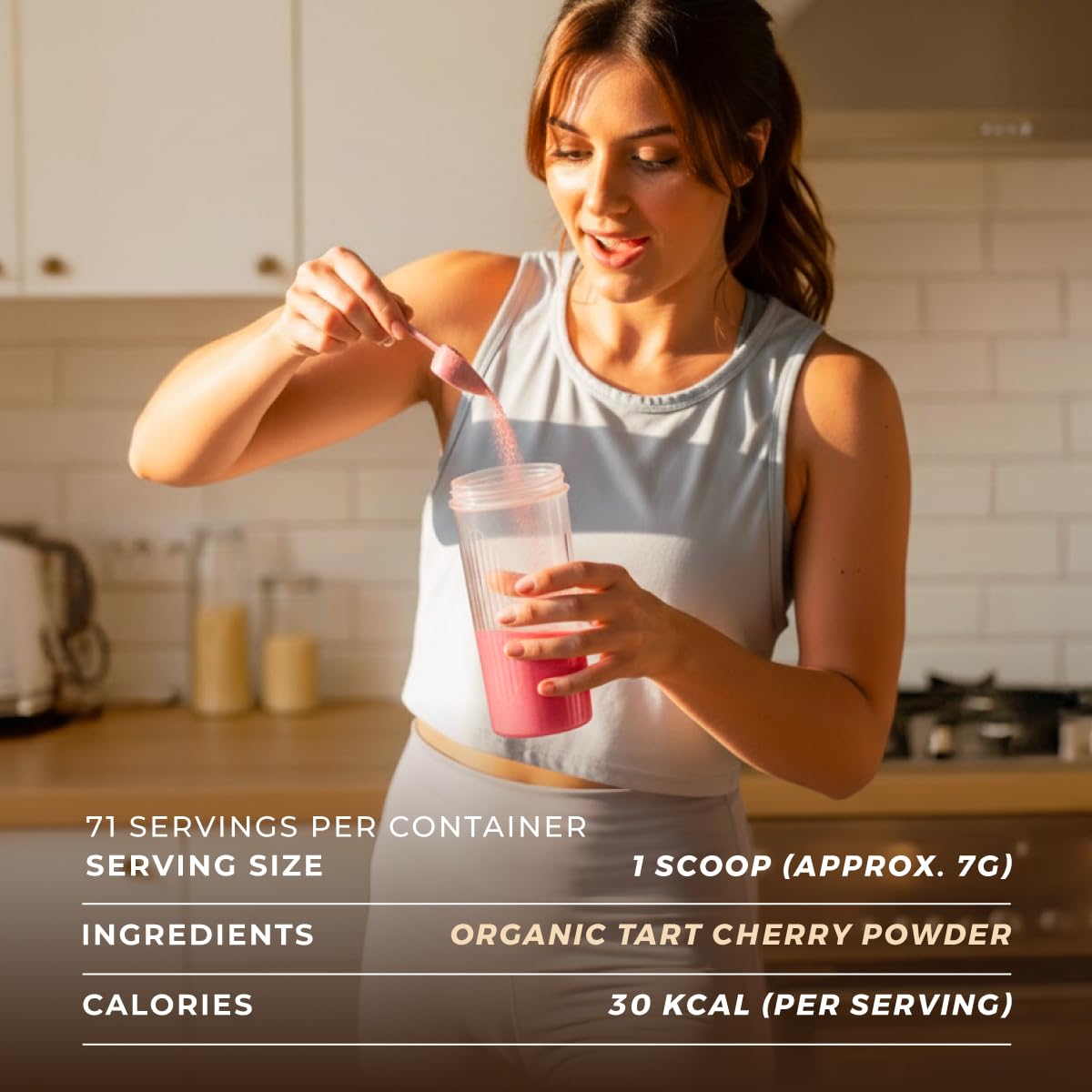 Gya Tea Co tart cherry powder on yogurt or oats provides a fruity morning boost.