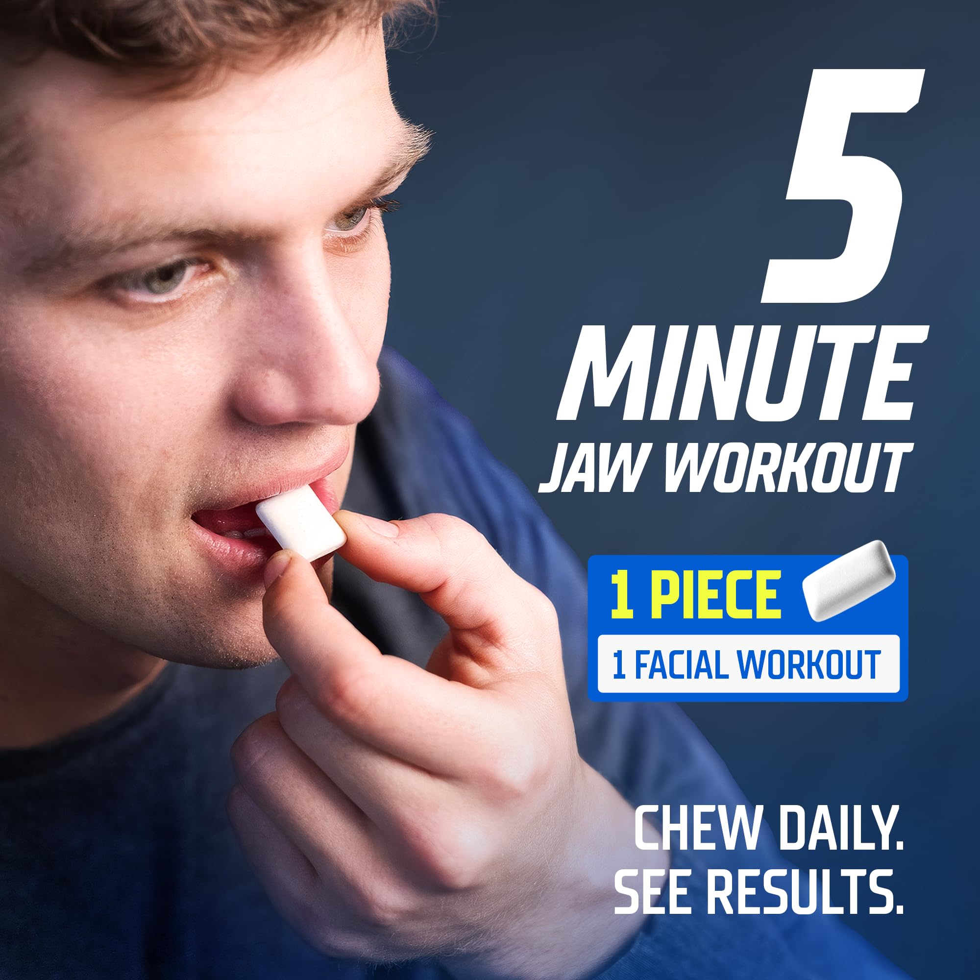 Athlete chewing GYMGUM between sets for enhanced jawline training.