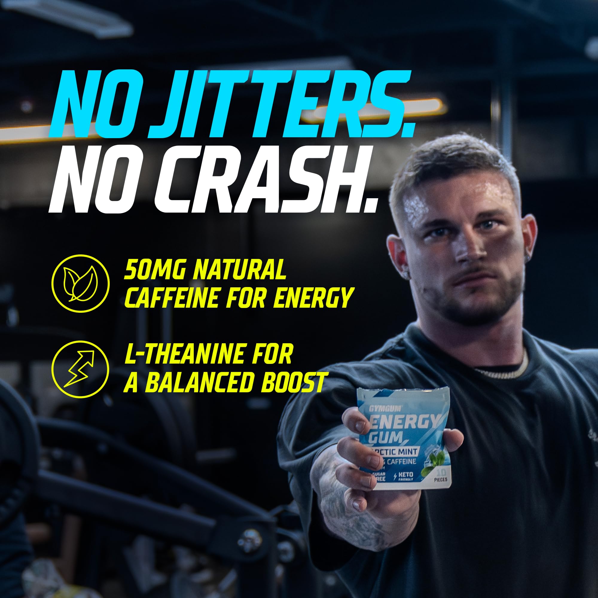 GYMGUM packaging front highlighting mint flavor and keto-friendly formula.