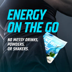 Close-up of a single gum piece highlighting 50 mg natural caffeine