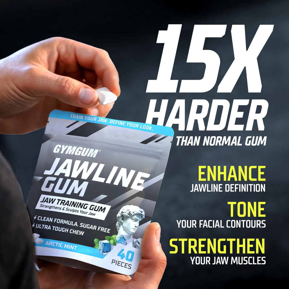 GYMGUM Arctic Mint jawline gum open-box display ready for quick chews.
