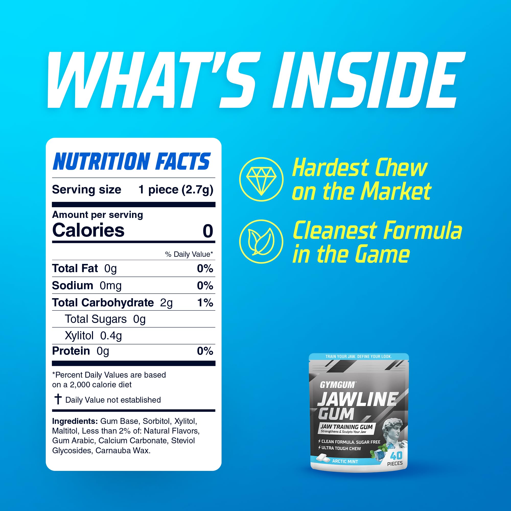 GYMGUM Arctic Mint jawline gum side-pack for on-the-go jawline training.