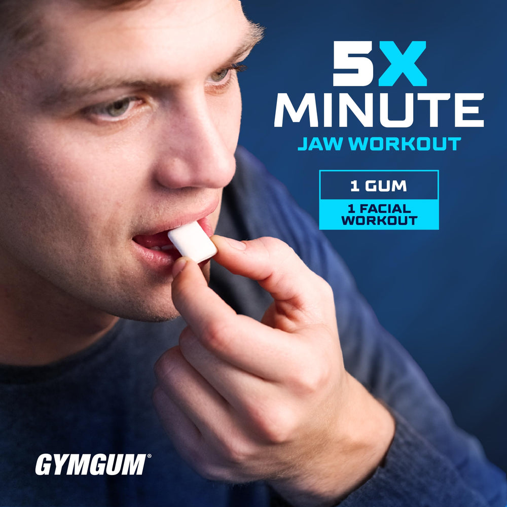 GYMGUM jawline gum in gym bag for easy training sessions.