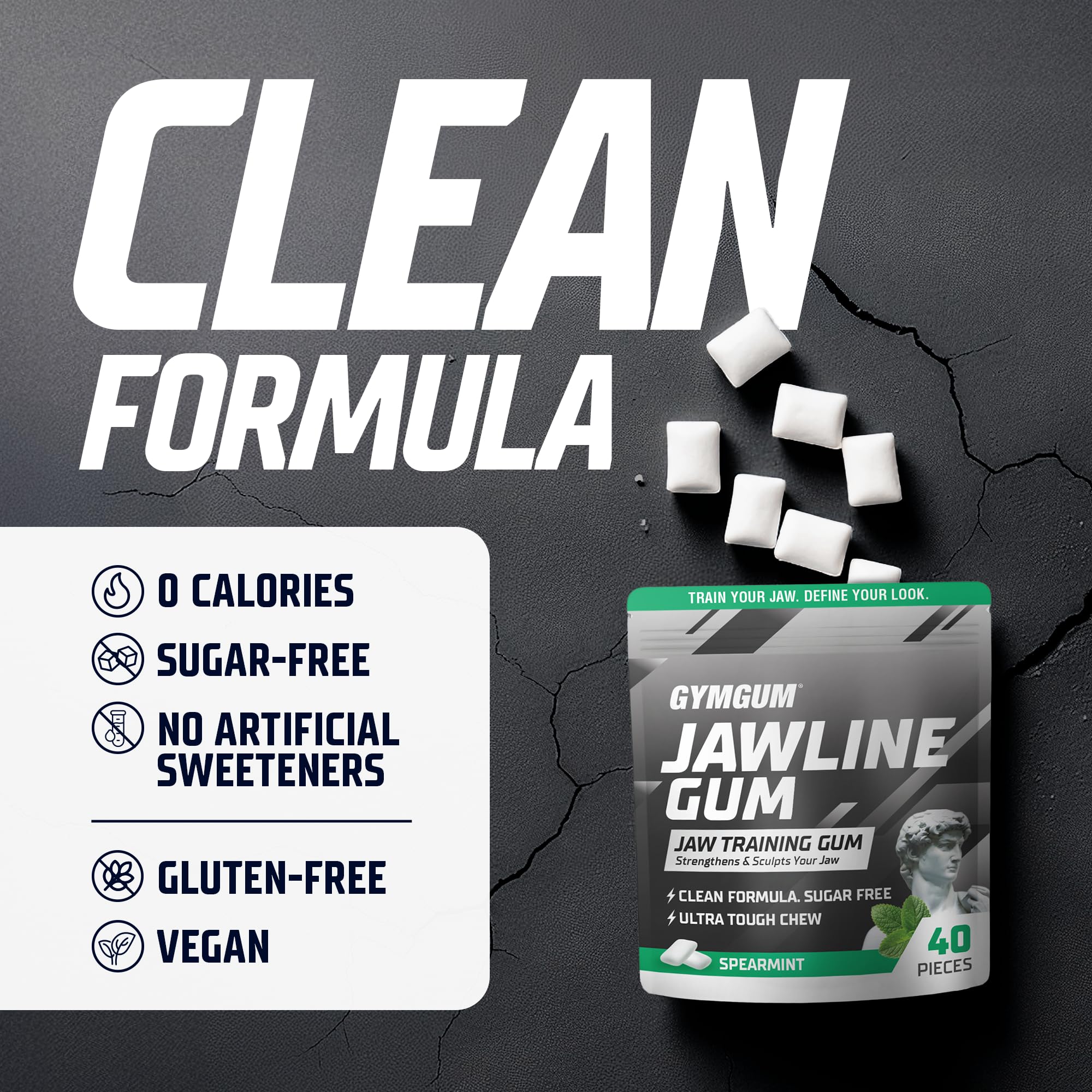 GYMGUM sugar-free label on pack emphasizes a low-sugar option.