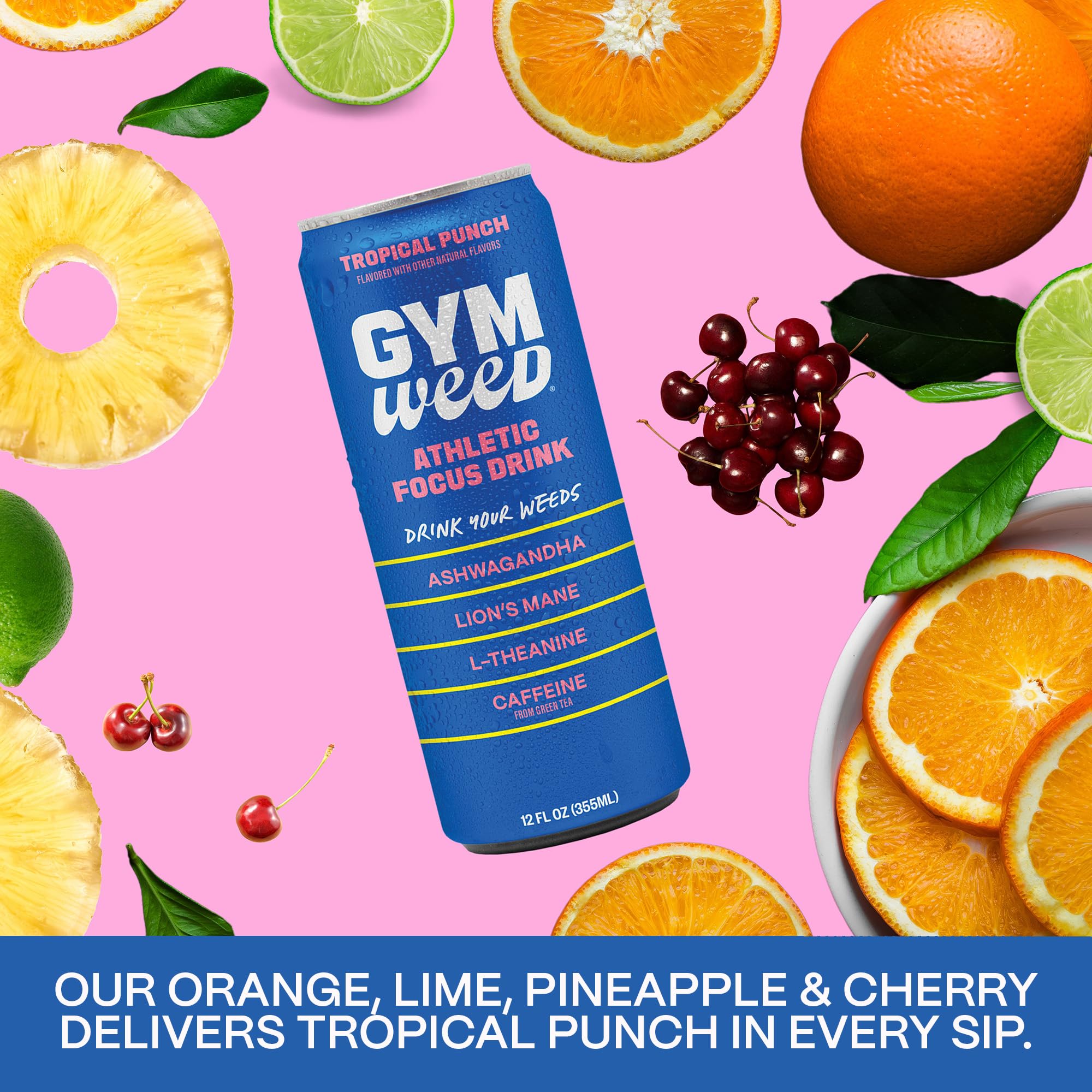 GYM WEED Natural sweeteners ingredients label for guilt-free flavor.