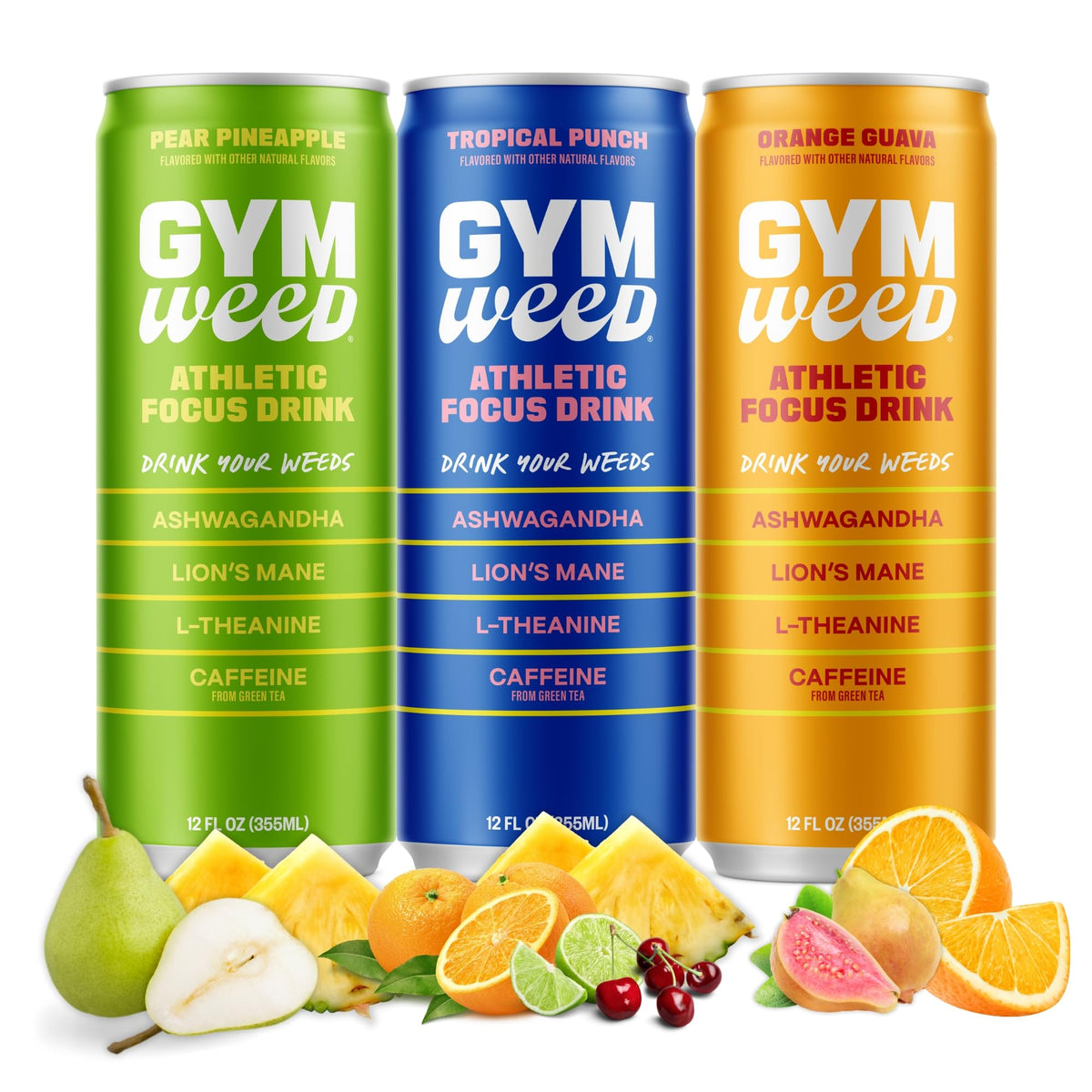 GYM WEED Pear Pineapple can for pre-workout focus and clean energy.